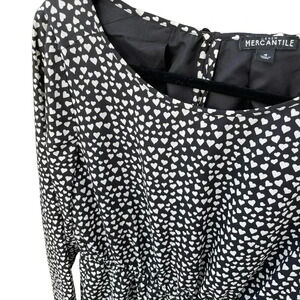 JCrew Mercantile Black White Hearts Dress